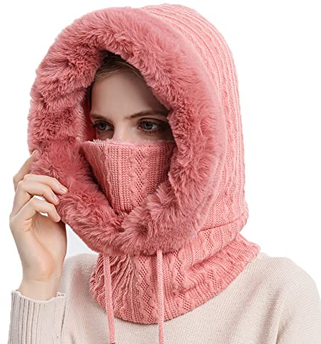 YAMEE Sturmhaube Damen Gesichtsmaske Winter Warme, Balaclava Schlupfmütze Skimütze Radfahren Mütze Schal, Kopfbedeckung Plüsch Samtkappe Skifahren Radfahren