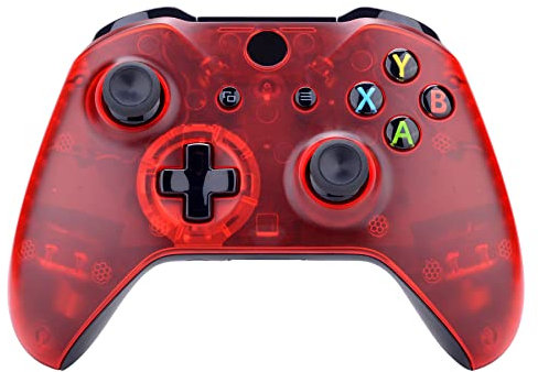 eXtremeRate Coque Avant Transparent pour Xbox One S/X Manette, Coque Avant Shell Transparente pour Xbox One S/X Manette, Transparent Rouge Sang