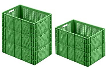 PROREGAL CHEFGASTRO SuperSparSet 5x Eurobehälter Obst- und Gemüsekasten | HxBxT 22x40x60cm | 43 Liter | Grün | Obst-Gemüsekiste, Obstkorb, Transportbox