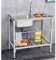 Outdoor Spültisch Edelstahl,Spüilbecken Küche,Werkstatt Spüle Standwaschbecken Waschtrog Garage Garten Camping mobiles waschbecken Komplettspüle Mit Armatur Und Aufbewahrungsregal ( Color : Hot and co
