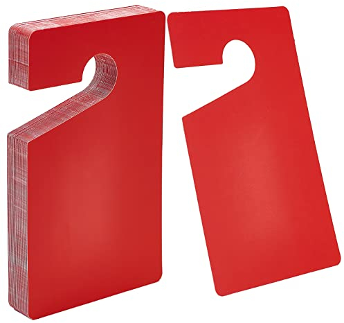 GLOBLELAND 30Pcs Plastic Door Knob Hangers Signs PVC Blank Door Signs Do Not Disturb Door Hanger Tag Parking Permit Sign for Office Bedroom Hotel Car Decoration, 12.7x7.62cm/5x3inch, Red