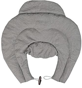 Nacken Kirschkernkissen mit Schlaufe und Stehkragen - Wärmen und Kühlen - 100% Baumwolle (Grau_V2)