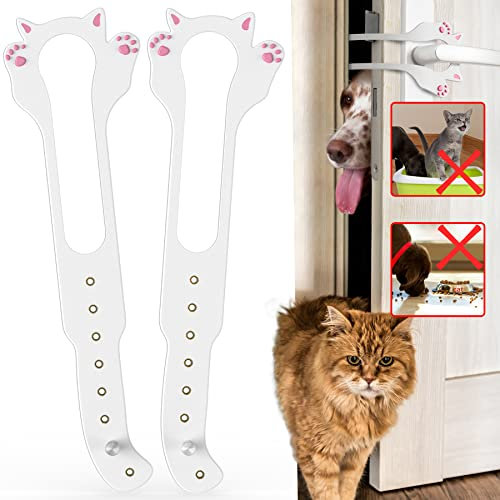 2PCS Cat Door Latch Holder,【8 Adjustable Sizes】Stronger Flex Cat Door Stopper, Keep Door Open 1.5 to 8, Let's Cats in and Keeps Dogs Out of Litter & Food, No Tool Required & No Wall Damage