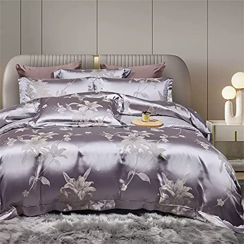 Satin Seidentuch Set Qualität Queen-Size-Bettwäsche-Set 4 Stück Bettwäsche Aus Seidensatin Mit 2 Passenden Kissenbezügen Seidige Bettwäsche Bettbezug Set Luxus Seidige Bettwäsche S-G Queen2