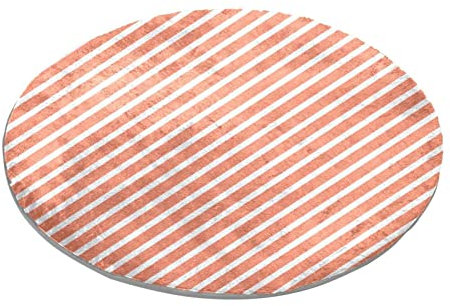 Tapis rond en sergé à rayures rose pastel pour chambre à coucher, salon, étude, jeu