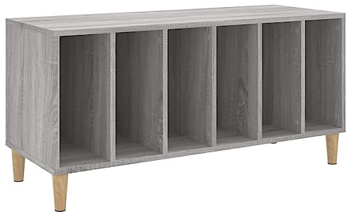 vidaXL Record Cabinet - Grey Sonoma, Engineered Wood, Versatile Storage Solution for Vinyl, LP Records, TV, Files, 100x38x48 cm