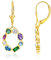 E Jewelry 925er Sterlingsilber Ohrringe für Damen Bunter Zirkonia Multi-Stein Ohrhänger 14 Karat Vergoldet Regenbogen Ohrringe