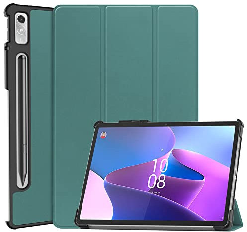 Lenovo Tab P11 Pro 2nd Gen Tablet Case 11.2 Inch, Slim Tri-Fold Stand Leather Protective Shell Smart Cover with Auto Wake/Sleep Flip Case for Lenovo Tab P11 Pro Gen 2 TB-132FU/TB-138FU, Dark Green