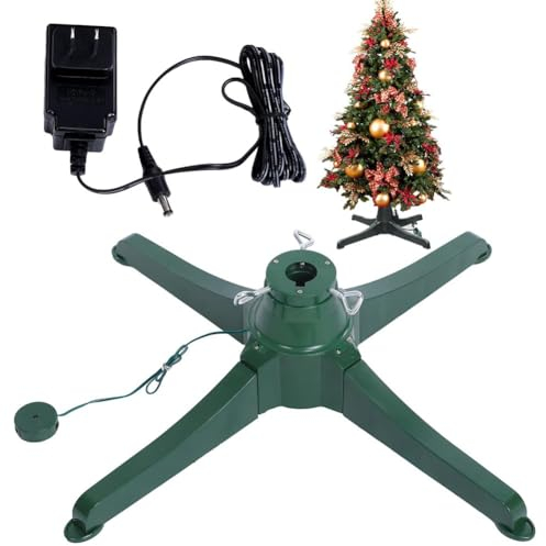 Electric Rotating Christmas Tree Stand, Stable 360° Revolving Christmas Tree Base Stand, Adjustable Artificial Christmas Tree Holder with Power Supply Adapter for Up to 7.5ft and 80 pounds Trees