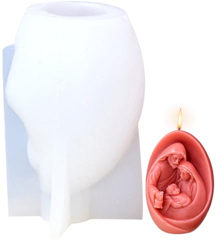Banziaju Molde Nacimiento, 4 Pulgadas Jesús Molde de la Familia Moldes de Navidad Resina Molde Escultura Molde Silicona Molde Moldes para Hacer Velas Molde de Arcilla Jesús Figurines