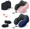 SOMLAW Reise Nackenkissen aus Memory Foam, mit 3D-Augenmaske&Ohrstöpsel, Reisekissen Weiches Baumwolle U-Förmiges Schlafen Nackenstützkissen Travel Pillow für Flugzeug Auto Zug Büro (Rosa+Blau)