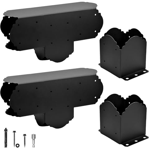 Pergola-Halterung, 3-Wege-T-förmige Eckhalterung, erhöhtes Holzregal für 15,2 x 15,2 cm (Innenmaße: 14 x 14 cm) Holzbalken, Pergola, Garten, Pavillon, ...