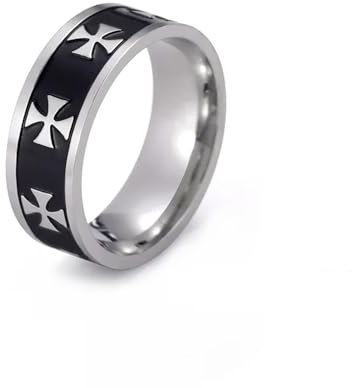 BlackAmazement Ring Edelstahl Eisernes Kreuz Iron Cross Biker Schwarz Silber Biker Herren (63 (20,1))