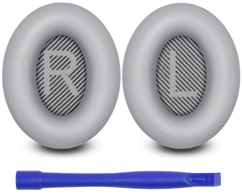 Ear Pads for Bose QuietComfort 35 ii, Premium Softer Leather Replacement Pads for Bose QC35 QC35ii Headphones Ear Pads Quiet Comfort, Noise Isolation Foam, Added Extra Thickness (Silver)