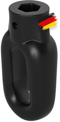 BAUHELD® Occhiello per tenda da sole in plastica [Made in Germany] – Supporto per tenda da sole con gancio macellaio [ovale] – occhiello a manovella in nero – RAL9005 – foro 10 mm – foro trasversale 4