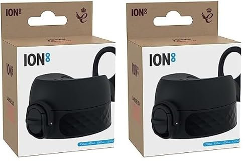 ion8 Auslaufsicherer Ersatz OneTouch 2.0 Trinkflaschendeckel, BPA-frei, Schwarz, Groß, 750ml / 1000ml (Packung mit 2)