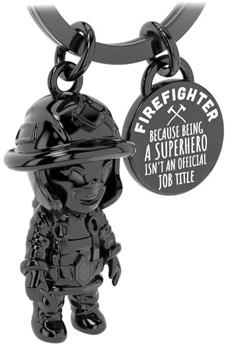LANOLU Fireman Keychain, Fire Brigade Gifts for Men, Lucky Charm Gifts for Firefighters Made of Metal