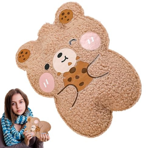 Wpsagek Wärmflasche mit Bezug, Wärmflasche, niedlicher Cartoon, warme Wassertasche, bequeme Stofftiere, beheizte Wasserflasche für Studenten, Büros, Familien