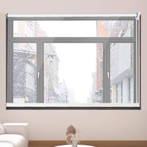 Sonnenschutz Rollläden,wasserdichte Durchsichtige Rollos,Transparente PVC-Rollos,Outdoor-Balkon-Terrassen-Tür Durchsichtige Rollos,Seitenzugrollo mit Seitenzug,Breite x Höhe (W50xH150cm/W20 xH59)