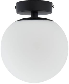 Lucande Plafonnier Salle De Bain Bidolo à intensité variable en Noir Verre e. a. pour de bain (1 lampe,à E14), WC Luminaire Lampe Plafond Eclerage