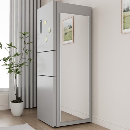 brisafe Espejo magnético 140 x 40 cm Espejo Ligero de Cuerpo Entero con Fuerte adherencia Fácil instalación para refrigeradores, Paredes de Vidrio y Puertas de Madera Soporte Ultra Fuerte de Blanco