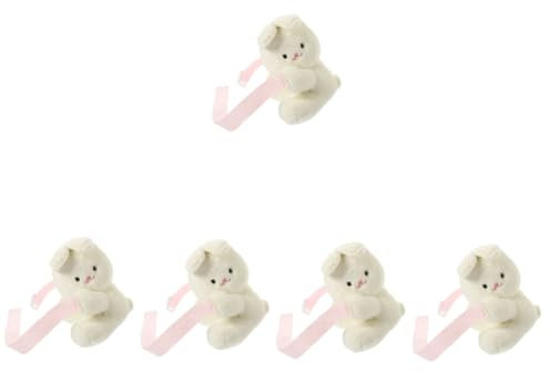MAGICLULU 5 Teiliges Vorhang Anhänger Set Mit Cartoon Kaninchen Hausdekorationen Für Zuhause Und Haushalt Plüsch Kaninchen Vorhang Raffhalter Stofftier Vorhang Anhänger Set Kleidung