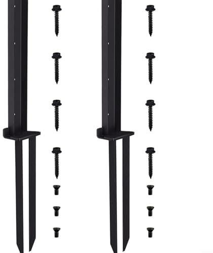 HomeVortex Heavy Duty Steel Fence Post Anchor Kit Ground Spike Support Stakes For Wooden Fence Repair Reinforcement 31.3 Inch Long Black(2pcs)