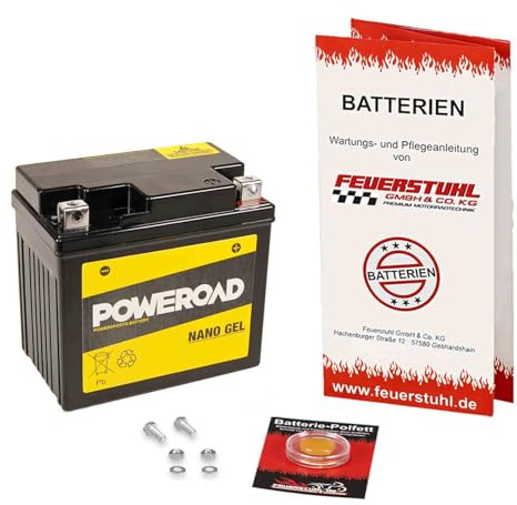 Batterie passend für Kymco Agility 50 4T, 2005-2015, wartungsfrei | Gel, einbaufertig, startklar, auslaufsicher, von Poweroad, inkl. 7,50€ Batteriepfand