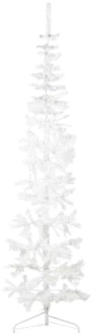 Árbol de Navidad artificial delgado con soporte, color blanco, 210 cm