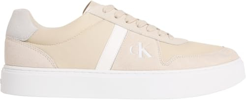 Calvin Klein Herren Cupsole Sneaker Classic Lace aus Leder, Beige (Oatmeal/Bright White), 43