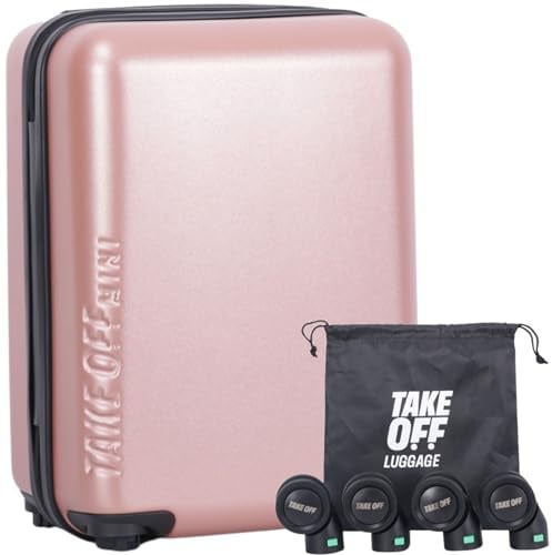 Take OFF Luggage Personal Item Suitcase Expandable with Removable Wheels Converts from Carry-On into Under the Seat Luggage and fits Airline Sizers, Rose, 16 Inch - MINI