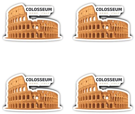 Laminierte Aufkleber: 75 mm, 4 Stück - Colosseum Rome Italy, wetterfeste Rom Reise Sticker