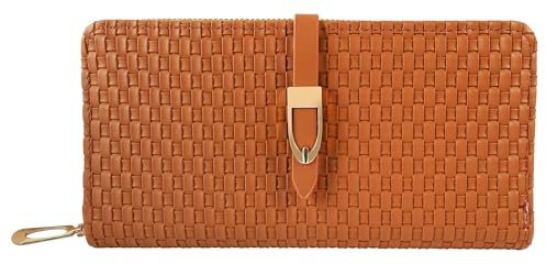 Cham Cham Geldbörse für Damen aus Kunstleder in Braun, Geldbeutel mit Reißverschluss in 10 x 19 x 3,5 cm