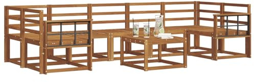 vidaXL Outdoor-Sofagarnitur 8 pcs Natur Massivholz Akazie, Akazienholz Outdoormöbel, modernes Gartensatz, modulare Sitze, Flexible Lounge für die Terrasse