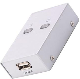 ULTECHNOVO USB 2.0 Automatischer Sharer USB Wahlschalter für Druckerfreigabe Kunststoff Metall Gehäuse Silber für Privat- und Kleinbüroumgebung