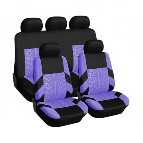 AFCSBH Autositzbezüge Universal Komplettset für Subaru Crosstrek XV (GP GT GU 2012-2025 2026), Auto Sitzbezüge Vorne und Hinten, 3D Reifenprofil-Prägung, Atmungsaktives Polyester, Lila/Schwarz