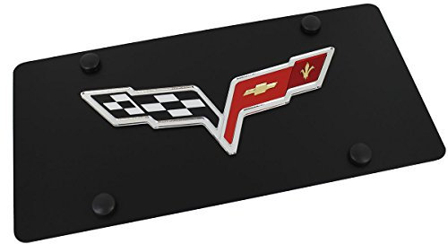Chevrolet Corvette C6 Flaggen Nummernschild Schwarz Stahl