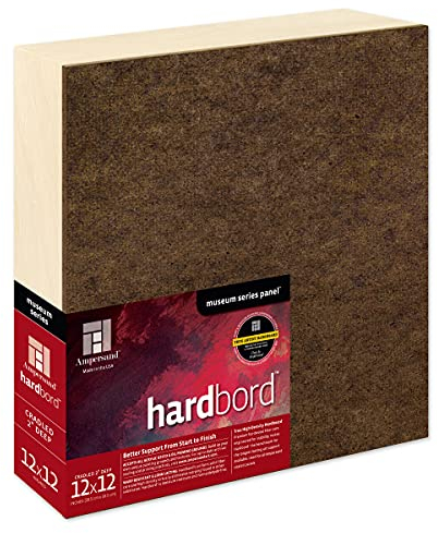Ampersand Art Supply Hardboard Wood Painting Panel: Museum Series Hardbord, 12 x 12, 2 Inch Cradled Profile
