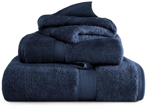 SUPERIOR Egyptian Cotton Ultra Plush & Absorbent, 3 Piece Set, Navy Blue
