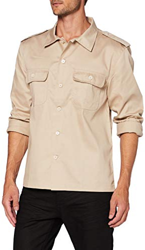 Brandit US Shirt Long Sleeve, Farbe: beige, Größe: L