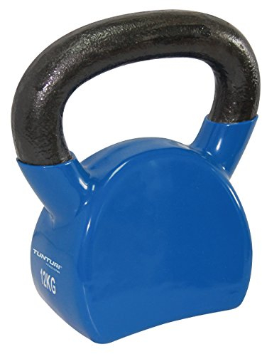 Tunturi Kugelhantel mit 12 kg in Gusseisen mit Vinyl, farbige Kettlebell