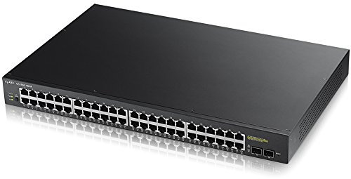 Zyxel 48-Port Gigabit PoE Switch | Smart Managed | Rackmount | 48 PoE+ Ports with 170 Watt Budget and 2 SFP Ports | VLAN, IGMP, QoS [GS1900-48HP]