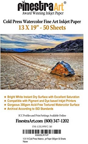 13 x 19 Cold Press Aquarell Fine Art Inkjet Papier 300 g/qm, 50 Blatt