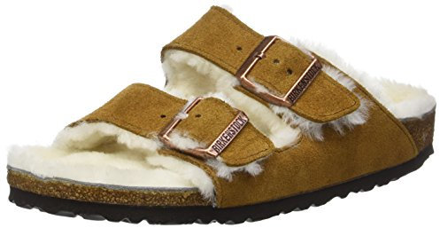BIRKENSTOCK Classic Arizona Lammfell 1001135, Pantoletten, Braun (Mink 491), 43 EU (9 UK)