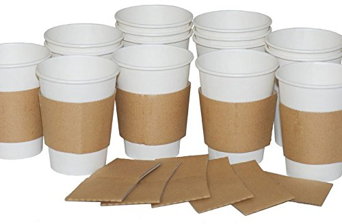 We Can Source It - 100 x Paper Coffee Cup Sleeve Brown Small (8oz) Board Sleeves/Hot Cup Jackets/Coffee Clutches