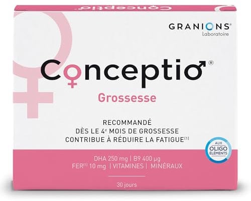 Granions Conceptio Grossesse - 30 Gélules + Capsules = J Vit B9 (Acide Folique), Fer, C, D3, Grp B, Dha, Oligoéléments 2 Et 3E Trimestres De La Laboratoire Des, Unité (Lot 1)