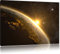 Pixxprint Die Sonne und Erde im Weltall, Größe: 80x60cm, Leinwandbild, fertig gespannt, Wandbild, Dekoration, Kunstdruck, kein Poster