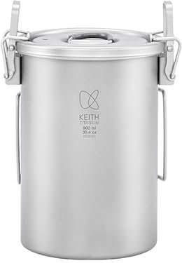 KEITH 900ml Titanium Camping Pot, Ultralight and Portable Multifunctional Titanium Cookware for Camping, Kitchen, Hiking and Everyday Use (Ti6300