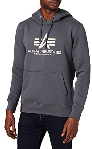 Alpha Industries Basic Hoody Kapuzensweat für Herren Greyblack
