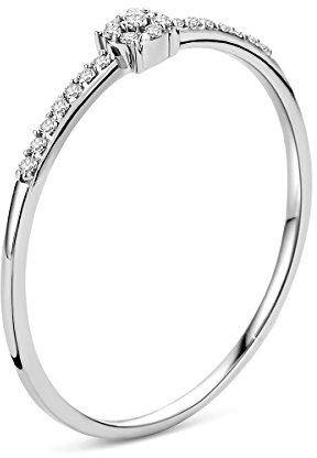 Orovi Damen Verlobungsring Gold Solitärring Diamantring 9 Karat (375) Brillianten 0.052crt Weißgold Ring mit Diamanten